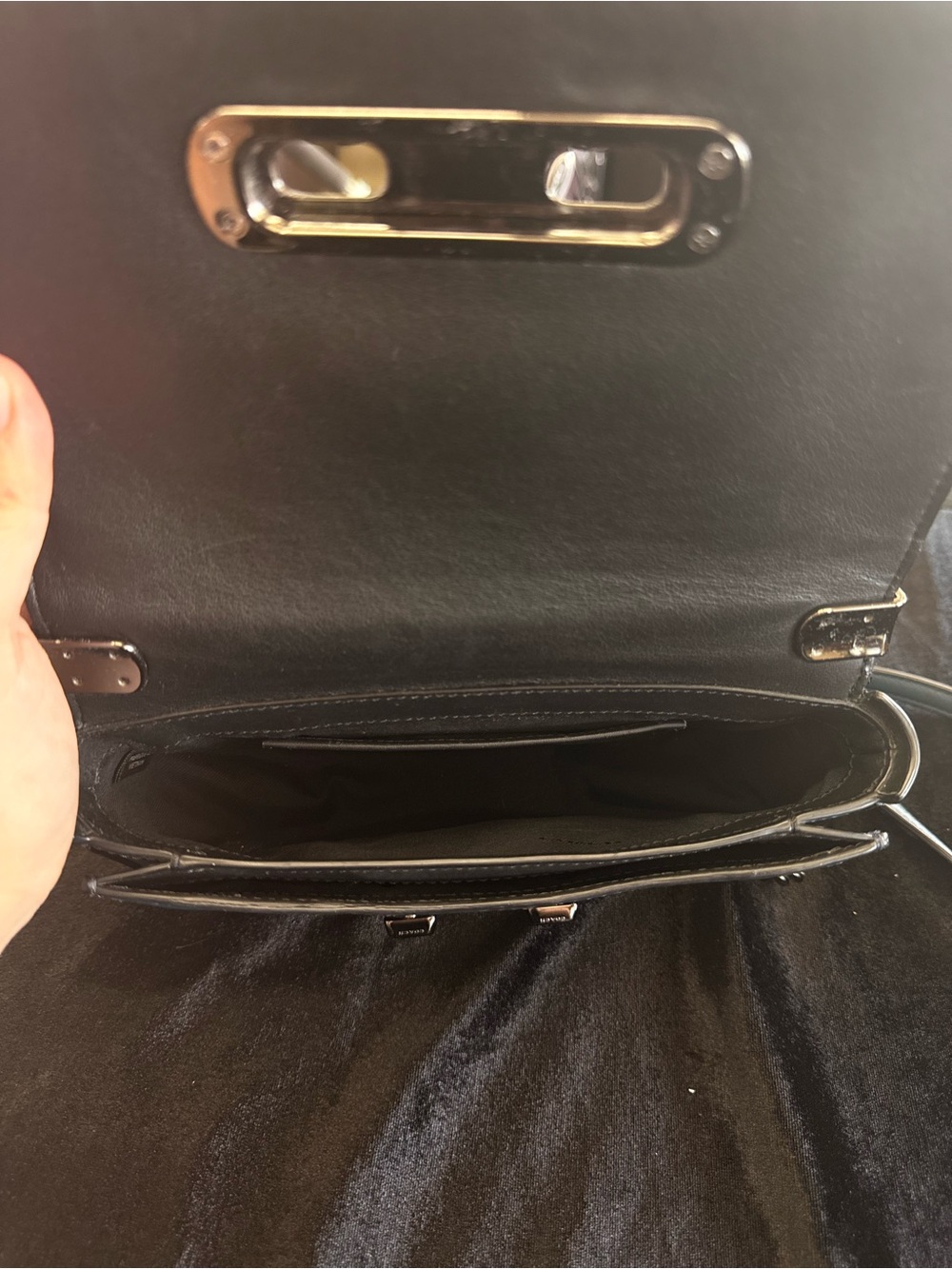 Coach Blue Leather Chain Shoulder Bag with Silver Hardware - Picture 8 of 13